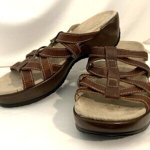 Eastland Sandals Brown Leather Strappy Platform Women's Size 8 M